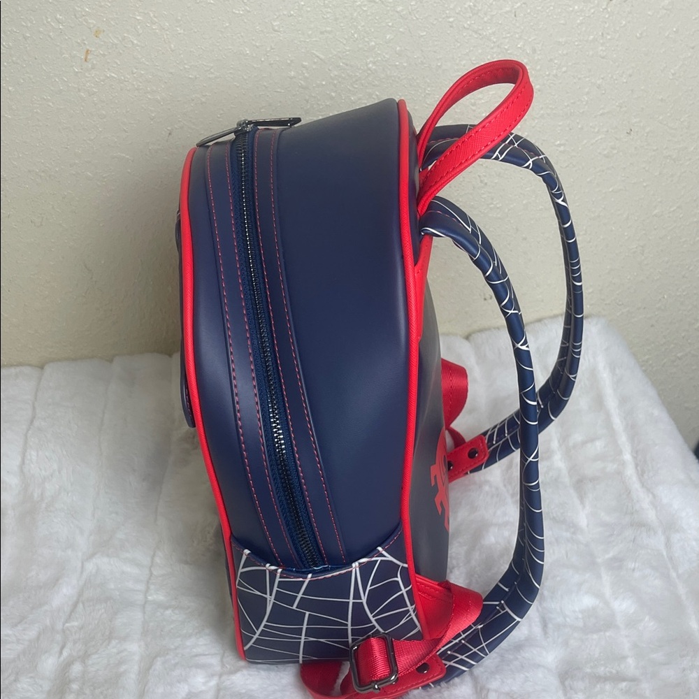 Marvel Spider-Man Loungefly Backpack with Red and Blue Design - Picture 8 of 11